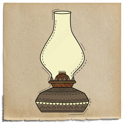 illustration of desi (indian) art style kerosene lamp.
