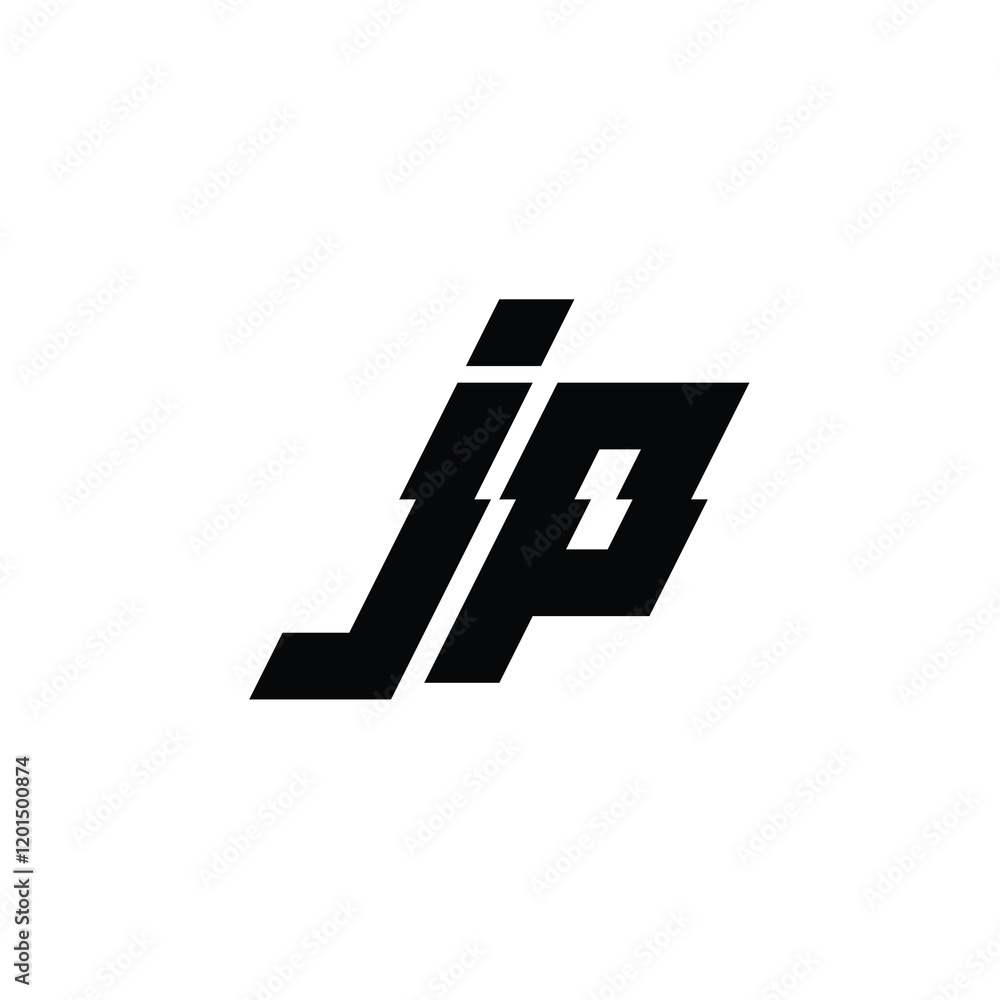Obraz premium JP monogram logo design letter text name symbol monochrome logotype alphabet character simple logo