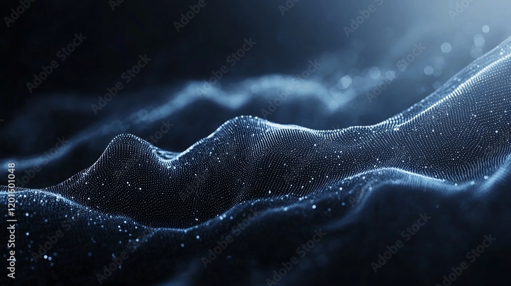 Abstract dark blue digital wave particles background. Abstract dark blue digital wave particles background.