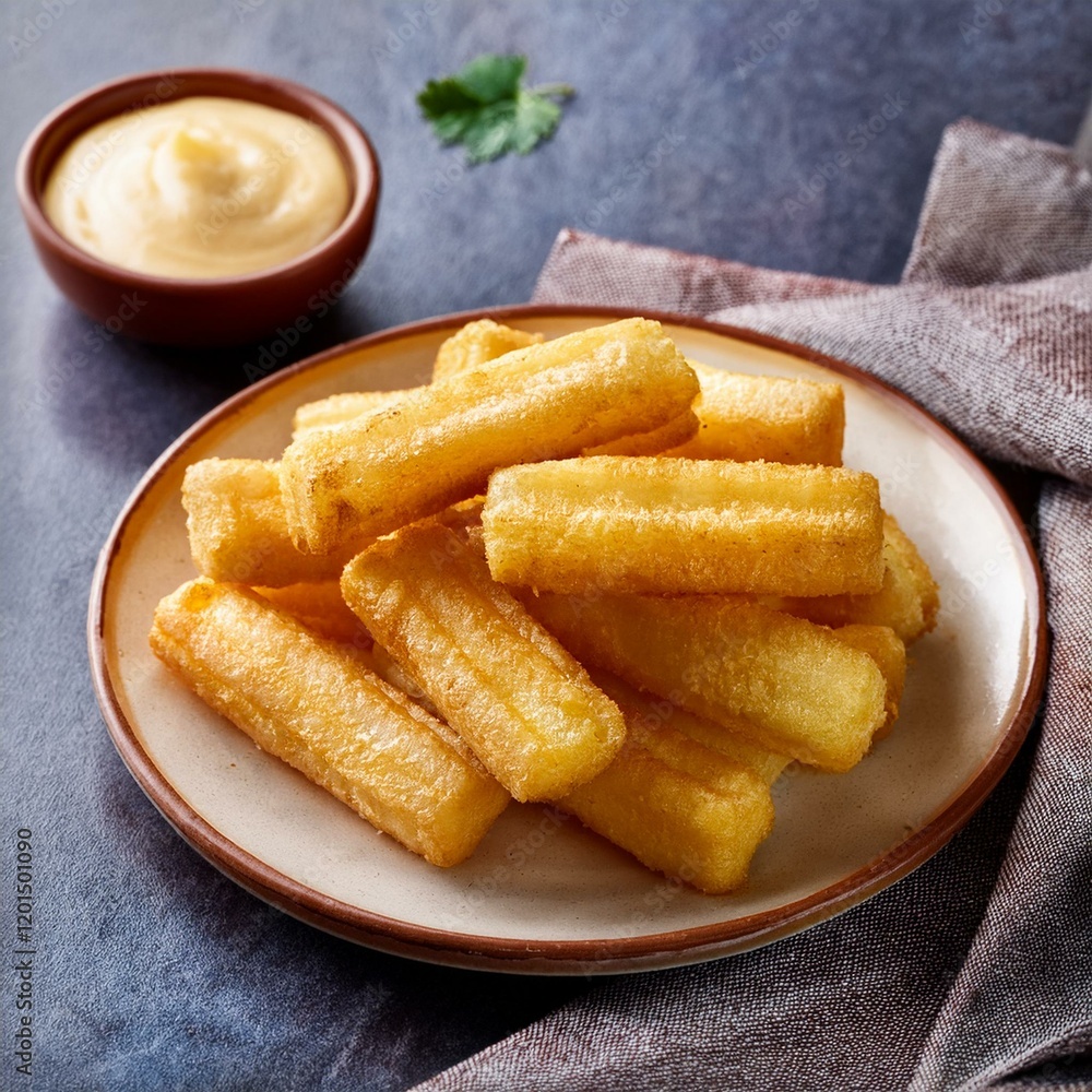 Crispy fried yuca frita sticks Crispy fried yuca frita sticks