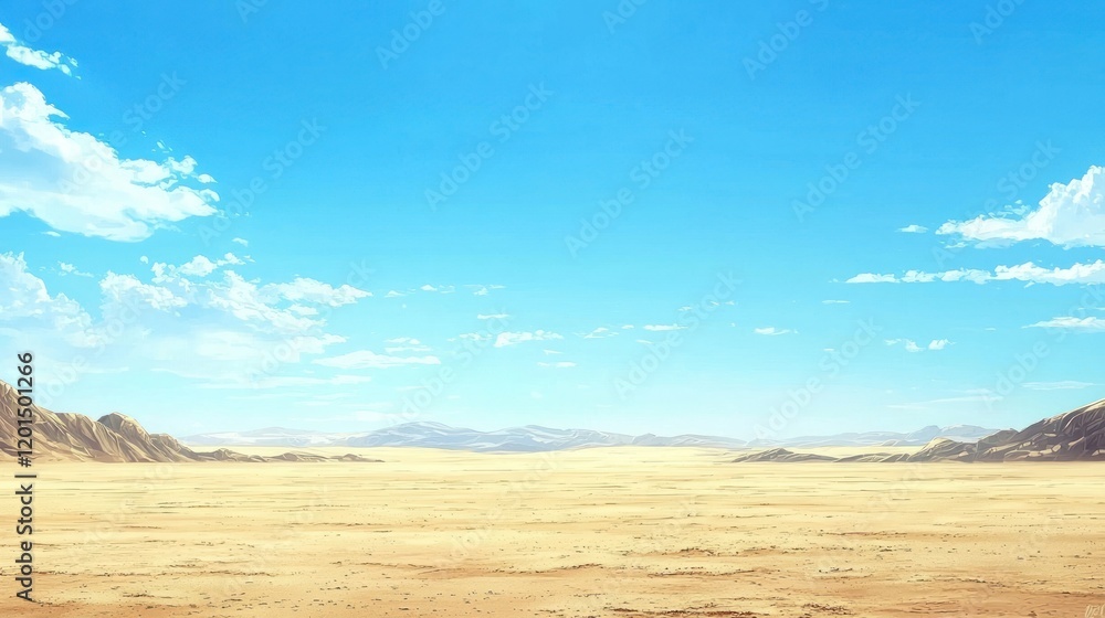 Vast Desert Landscape Under a Bright Blue Sky Vast Desert Landscape Under a Bright Blue Sky