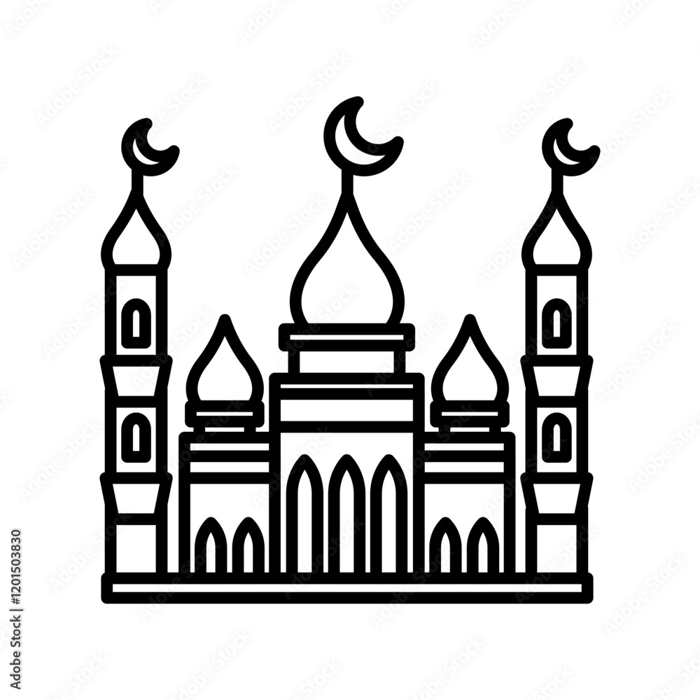 Mosque Outline Icon, Vector illustration Mosque Outline Icon, Vector illustration