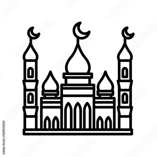Mosque Outline Icon, Vector illustration