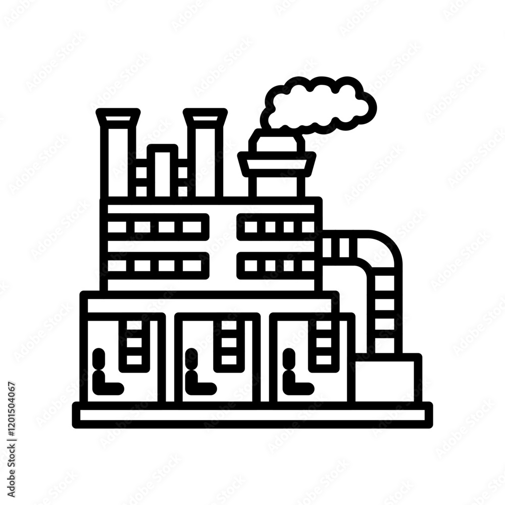Naklejka premium Factory Outline Icon, Vector illustration