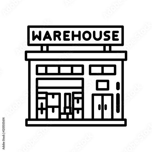 Ware House Outline Icon, Vector illustration