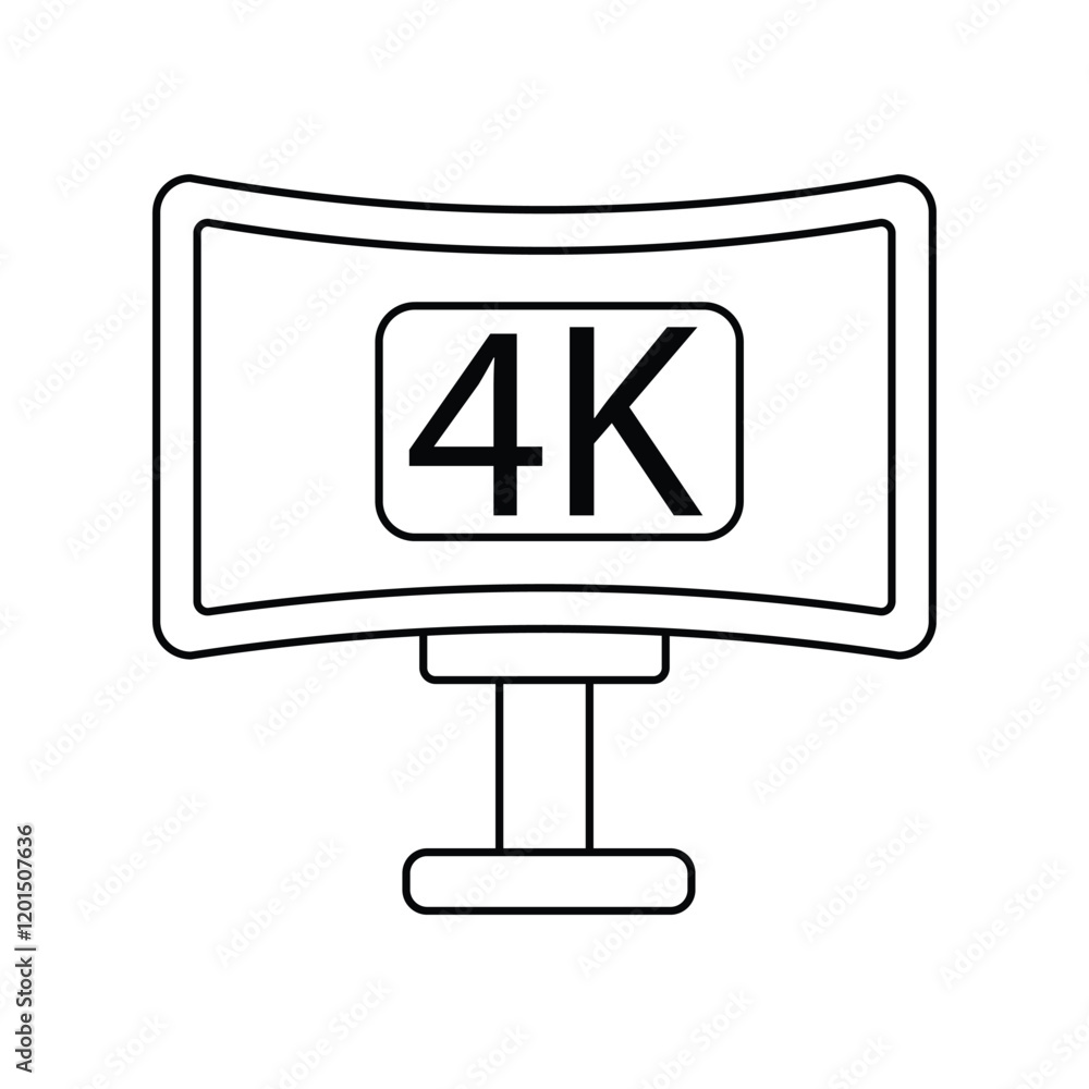 4k lineal icon with white background vector stock illustration 4k lineal icon with white background vector stock illustration