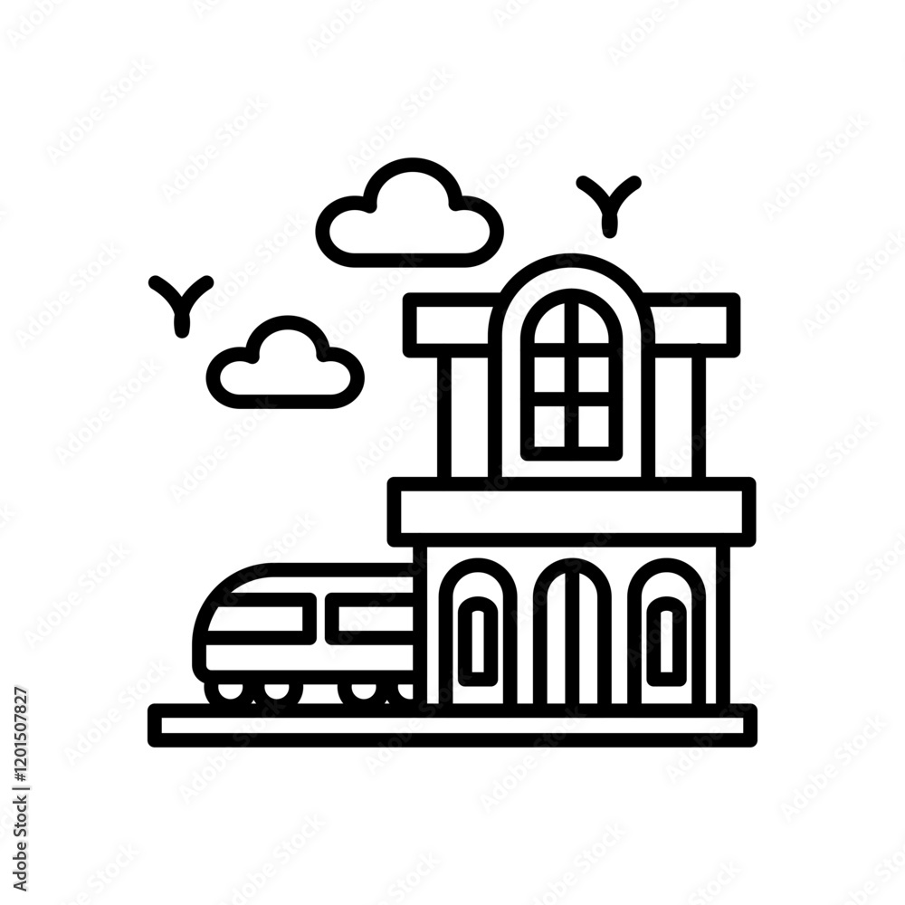 Naklejka premium lighthouse Outline Icon, Vector illustration