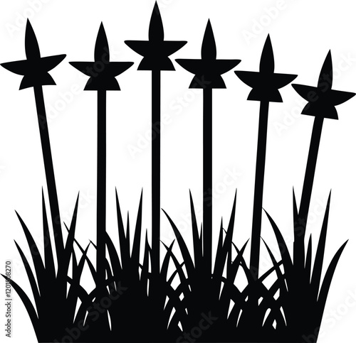 Garden stakes silhouette vector illustration