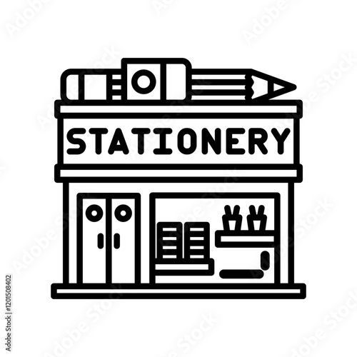 Stationery Store Outline Icon, Vector illustration