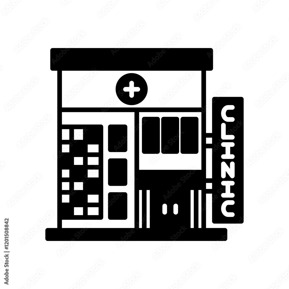 Clinic Glyph Icon, Vector illustration Clinic Glyph Icon, Vector illustration