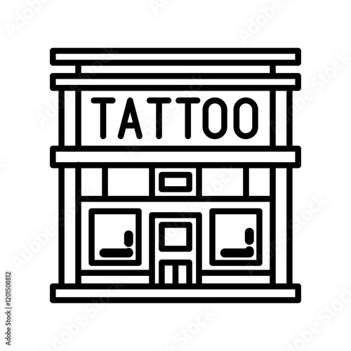 Tattoo Parlor Outline Icon, Vector illustration