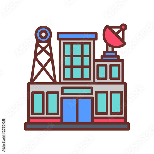 TV Station Filled Icons , Vector illustration