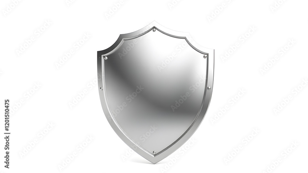 3d silver shield illustration icon. Generative AI