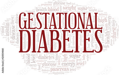 Gestational Diabetes word cloud conceptual design isolated on white background.