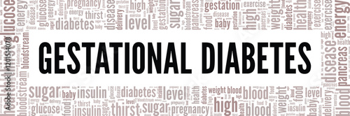 Gestational Diabetes word cloud conceptual design isolated on white background.