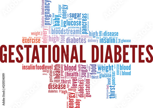 Gestational Diabetes word cloud conceptual design isolated on white background.