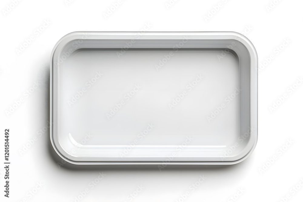 Empty white plastic tray mockup top view isolated on white background, template, design. Empty white plastic tray mockup top view isolated on white background, template, design.