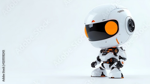 Cute robot posing, white background, futuristic tech