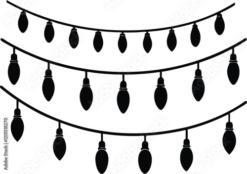 String lights silhouette illustration.