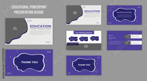 education presentation slide template design or pitch deck slide or sales guide slider template Utilize a contemporary background for a keynote presentation, brochure design, website slider, landing 