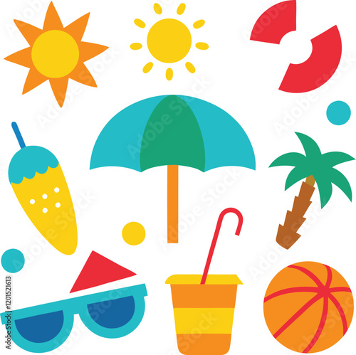  Summer icons vector illustration