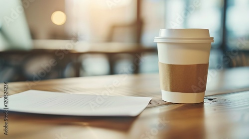Close-up of a resignation letter and coffee cup on an office desk, symbolizing workforce reduction, job termination, and career change concepts in corporate environment.