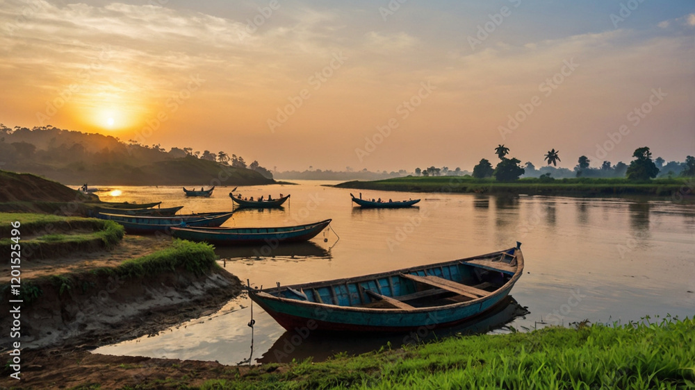 Fototapeta premium boat on the lake