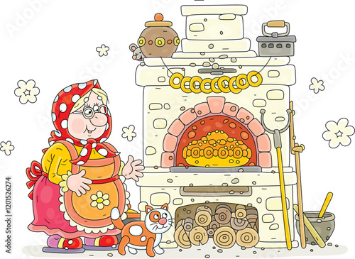 Funny village granny with h...