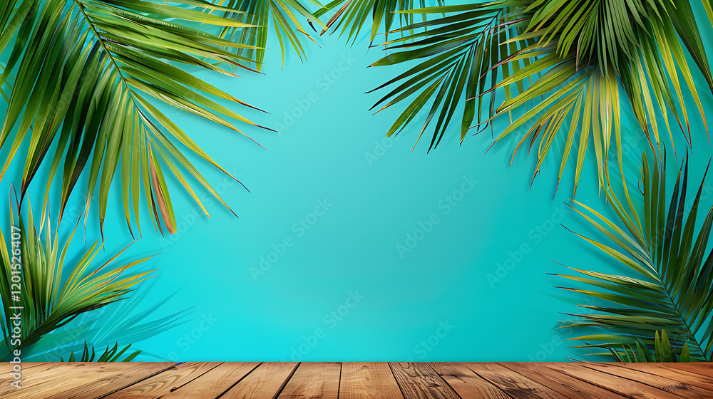 Fototapeta premium Tropical Summer Background With Palm Leaves