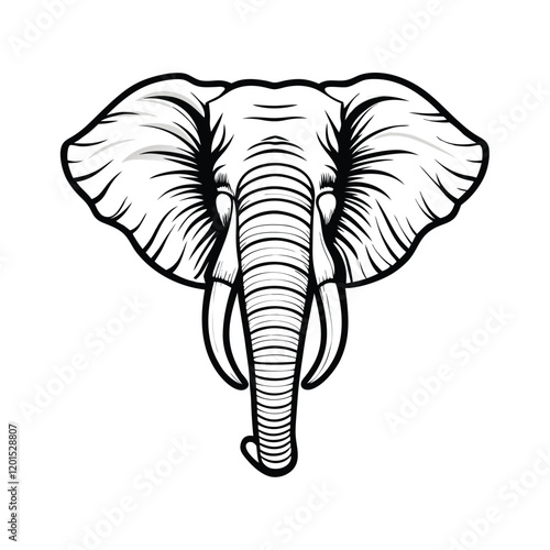 A single line drawing of an elephant's profile, executed in a bold and striking style.