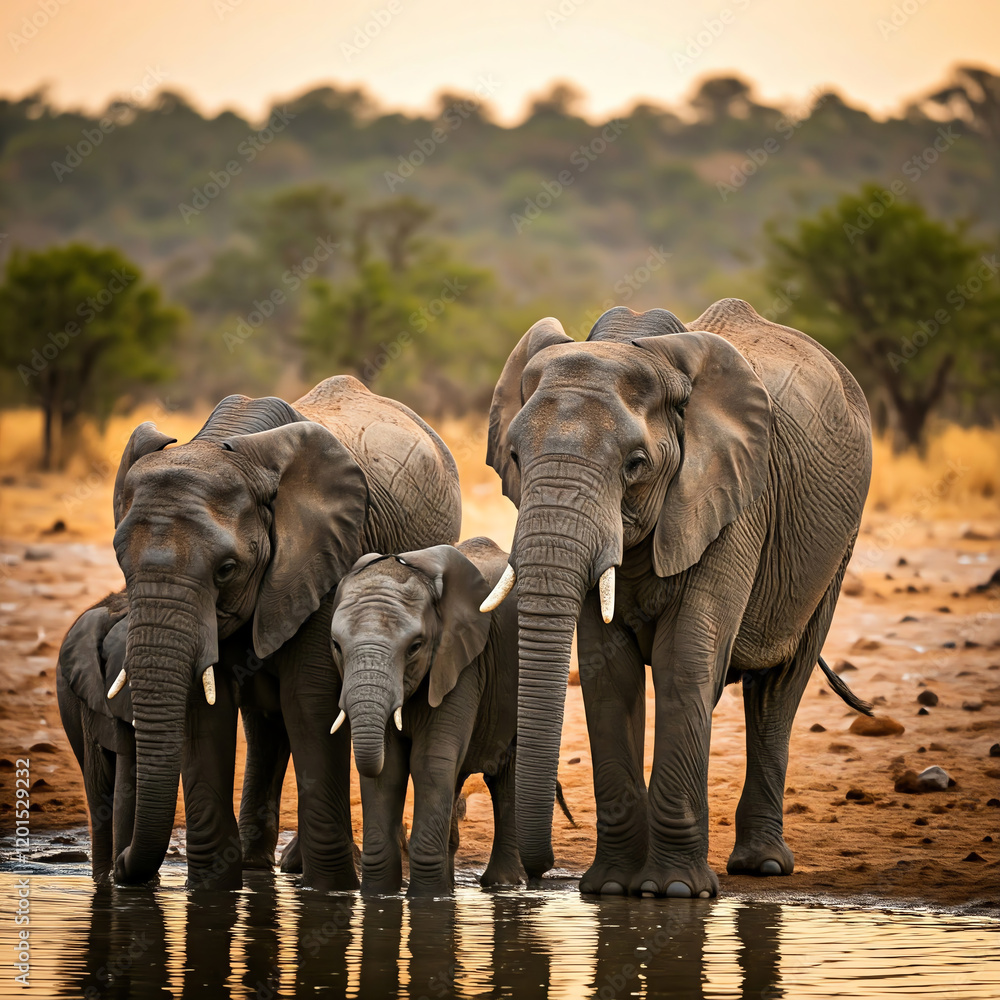 Fototapeta premium epephant family group in the jungle