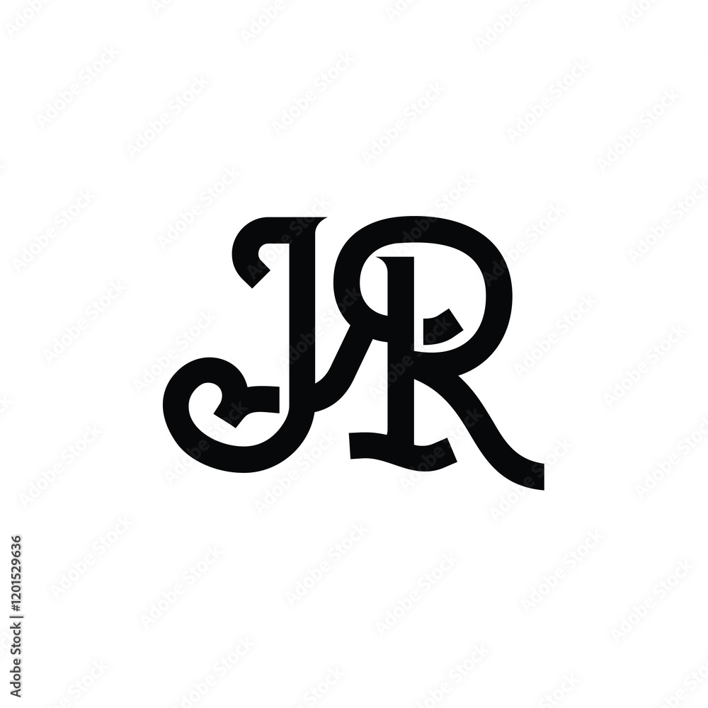 JR monogram logo design letter text name symbol monochrome logotype alphabet character simple logo JR monogram logo design letter text name symbol monochrome logotype alphabet character simple logo