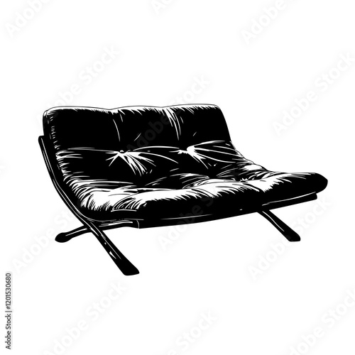 Folding Couch furniture silhouette vector illustration