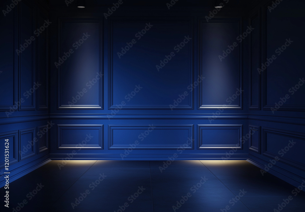 Dark Blue Abstract Background with Concrete Floor and Wall, Mysterious Atmosphere, Low Lighting, High-Resolution Cinematic Octane Render Design Dark Blue Abstract Background with Concrete Floor and Wall, Mysterious Atmosphere, Low Lighting, High-Resolution Cinematic Octane Render Design