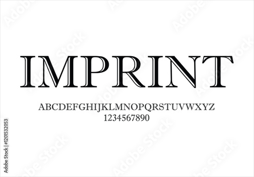 Imprint font for logo and headline. Isolated vector typeset