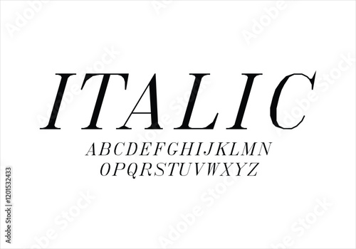 Italic font for logo and headline. Isolated vector typeset