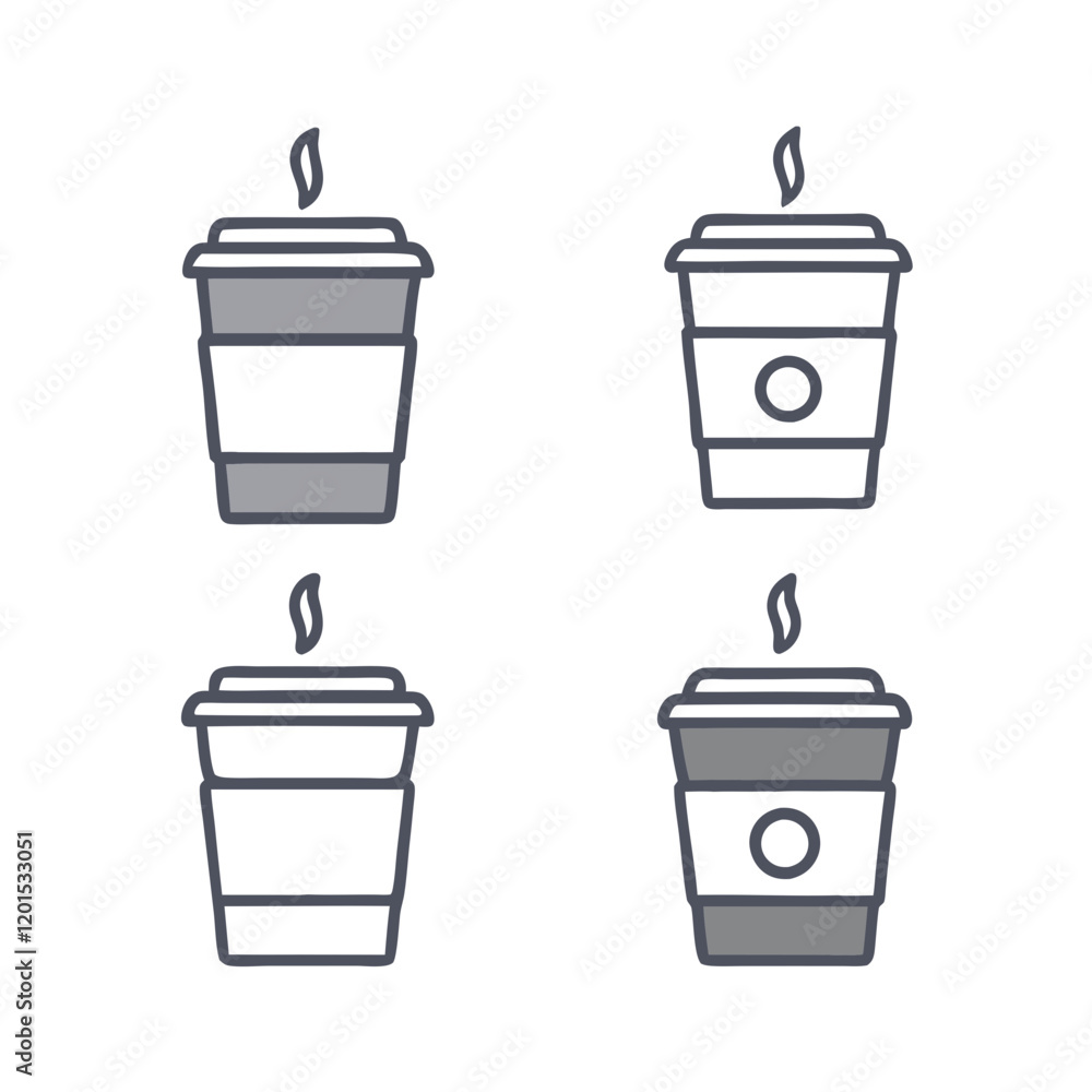Coffee Cup Icon Bundle Isolated on Transparent Background. Coffee Cup Icon Bundle Isolated on Transparent Background.