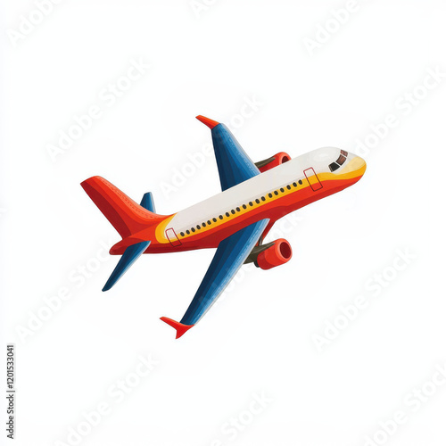 Colorful airplane illustration flying in sky, perfect for travel themes