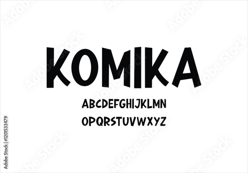Komika font for logo and headline. Isolated vector typeset