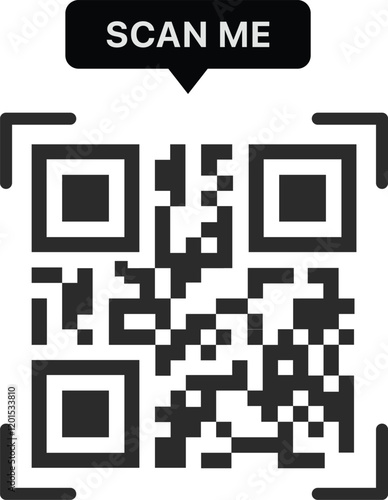 QR code scan for smartphone. QR code for mobile app and payment. Qr code frame vector template marker point. Vector illustration.