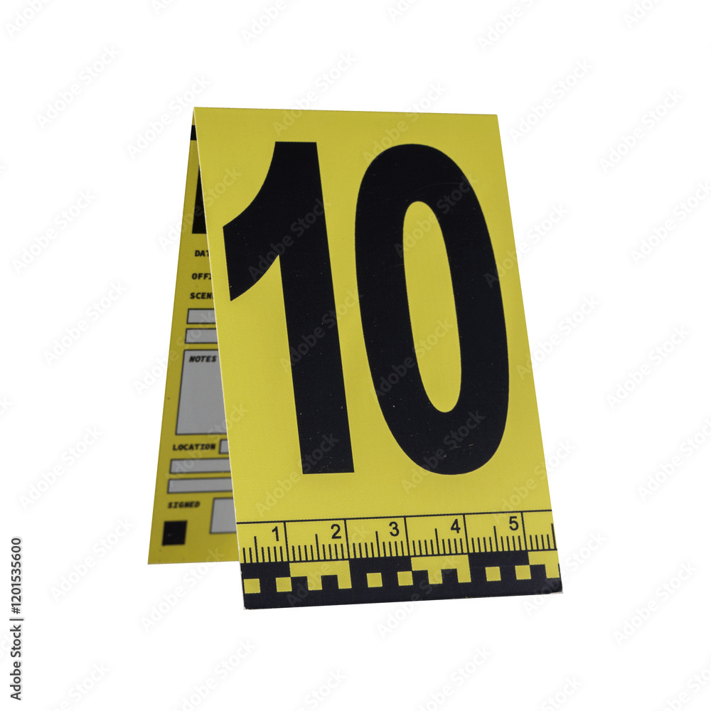 Marker of Crime Scene, Number 10 on transparent background.