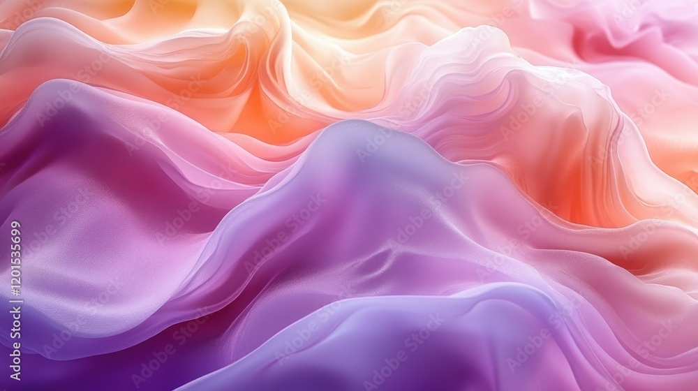 Soft, flowing fabric waves in pastel colors create a serene and dreamy atmosphere for backgrounds Soft, flowing fabric waves in pastel colors create a serene and dreamy atmosphere for backgrounds