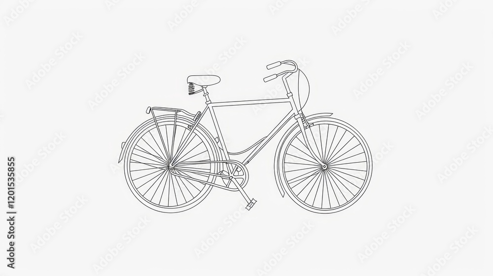 A simple line drawing of a bicycle, illustrating its structure and design. A simple line drawing of a bicycle, illustrating its structure and design.