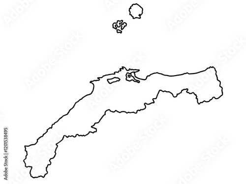 少しゆるい白い山陰地図 線画 西日本