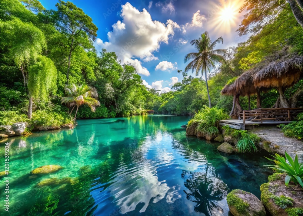 Stunning Aerial View of Laguna Kaan Luum Cenote, Mexico: Turquoise Waters & Lush Jungle Stunning Aerial View of Laguna Kaan Luum Cenote, Mexico: Turquoise Waters & Lush Jungle