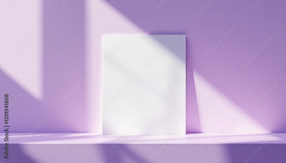 Abstract White Board Display with Soft Shadows in Purple Hue Abstract White Board Display with Soft Shadows in Purple Hue
