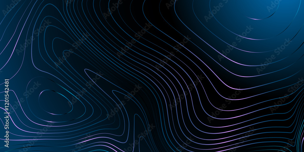 Dark background with glowing lines forming a topographic map pattern for web design, covers, presentations