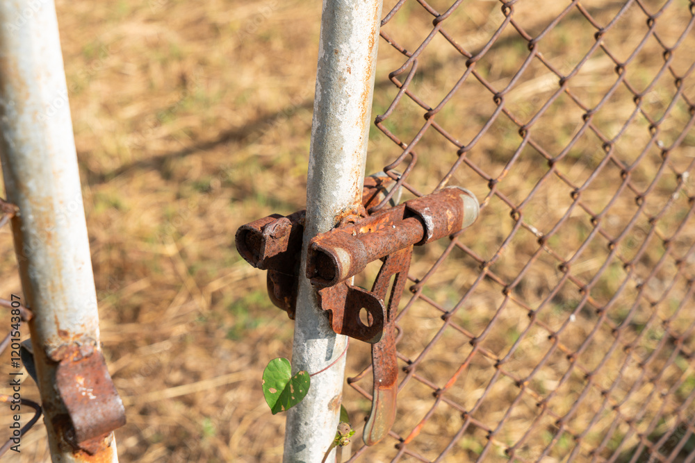 Naklejka premium Photo of an old gate that is broken and cannot be locked.