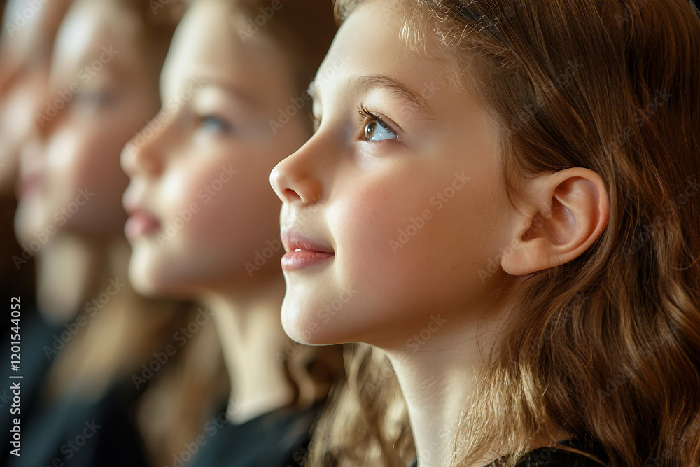 Children Singing in Church Choir with Focused Expressions, Generative AI Children Singing in Church Choir with Focused Expressions, Generative AI