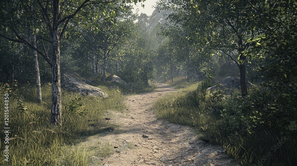 Serene Forest Path: A Digital Landscape of Tranquility Serene Forest Path: A Digital Landscape of Tranquility